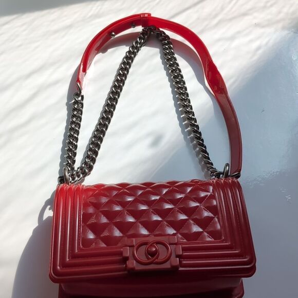 Toyboy Jelly Cherry  Red Quilted Small Chain Shoulder Bag - Picture 11 of 15